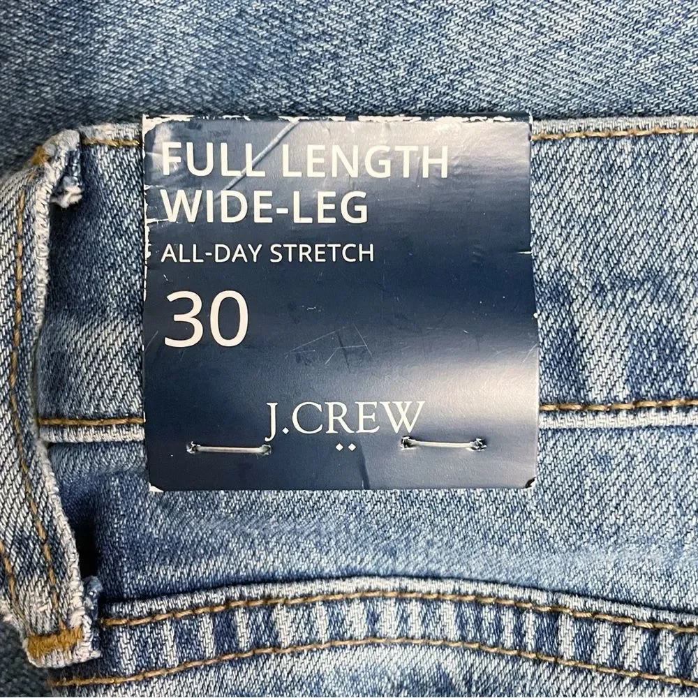 NWT J. Crew Full Length Wide-Leg Jeans Womens Size 30 Button Fly All-Day Stretch